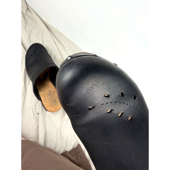 Kork-Ease Sudbury Leather Clogs Black Size 11 Studded Wood Heel Slip-On Shoes - Picture 13 of 15
